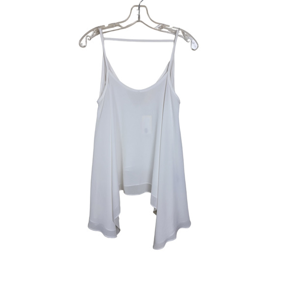 NWT Izzy & Lola Shark Bite Hem Blouse Top Spaghetti Strap Scoop Neck Small - Picture 1 of 6